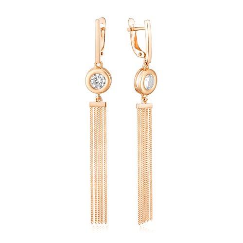 

Серьги из красного золота ЯХОНТ Золотой 213302, фианит, 213302