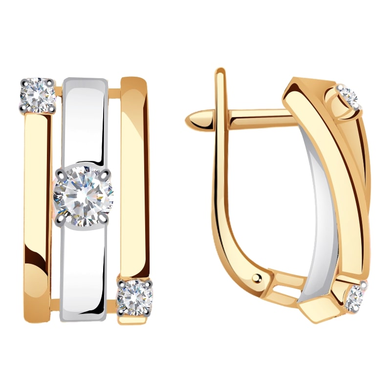 

Серьги из желтого и белого золота со Swarovski ЯХОНТ Ювелирный 211990, 211990
