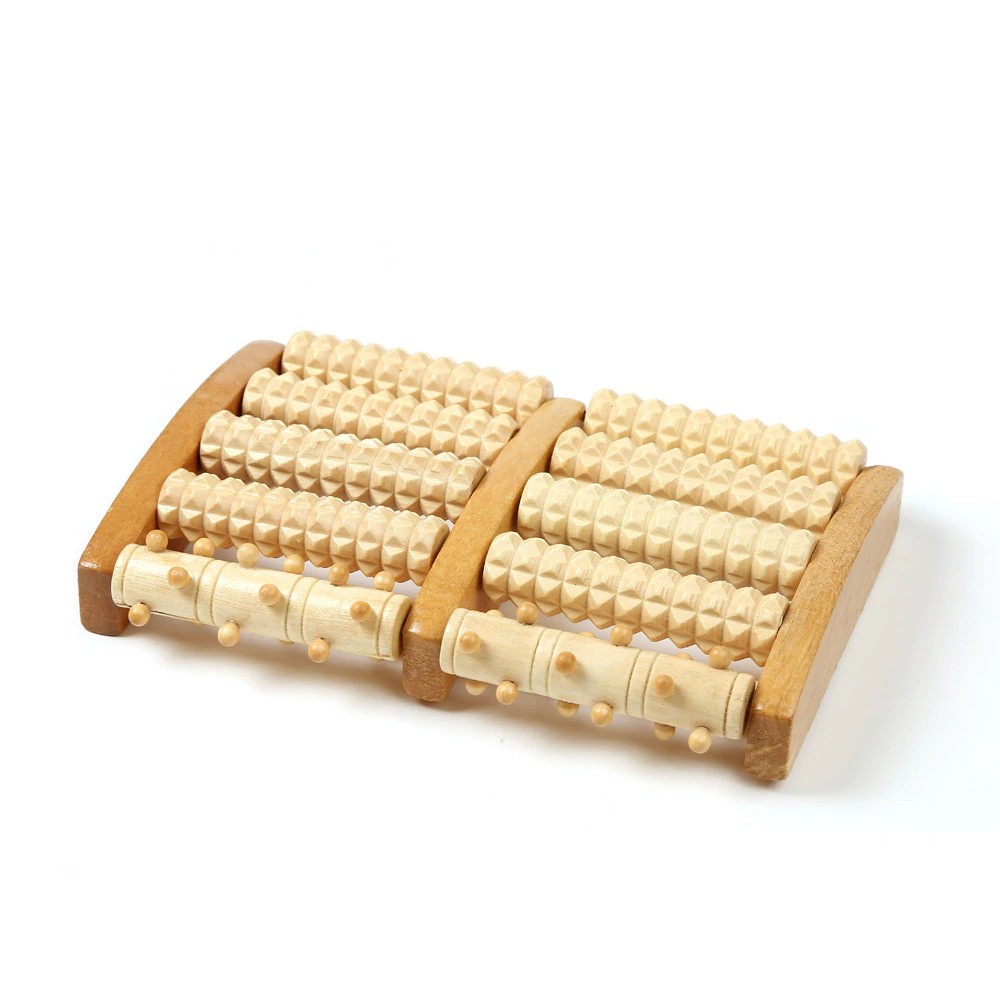 фото Onlitop массажёр «барабаны», 5 рядов с шипами, 27 × 19 × 5 см, деревянный