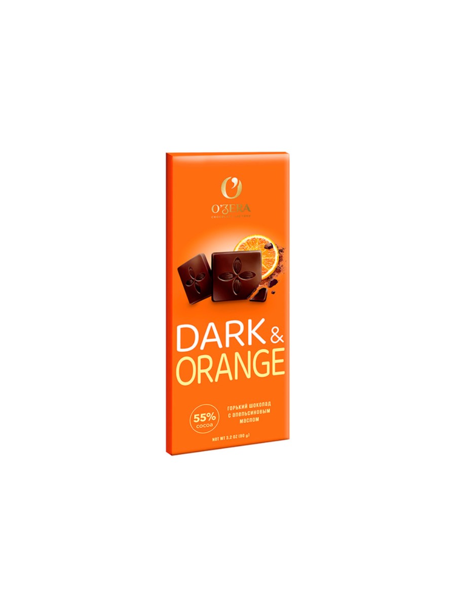 Шоколад, O'Zera, горький с апельсиновым маслом Dark Orange, 3 штуки по 90 грамм