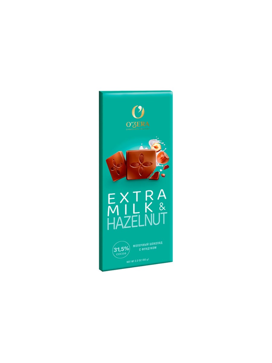 

Шоколад, O'Zera, молочный Extra milk Hazelnut, 3 штуки по 90 грамм