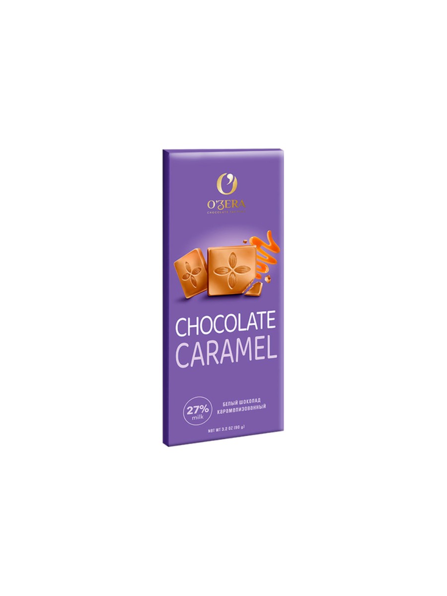 

Шоколад, O'Zera, белый карамельный Caramel, 4 штуки по 90 грамм