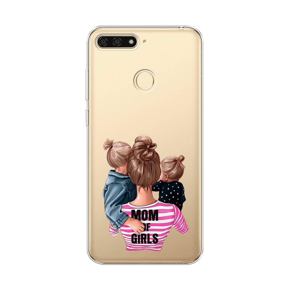 

Чехол Awog на Honor 7C "Mom of Girls", Синий;розовый;черный, 64550-6