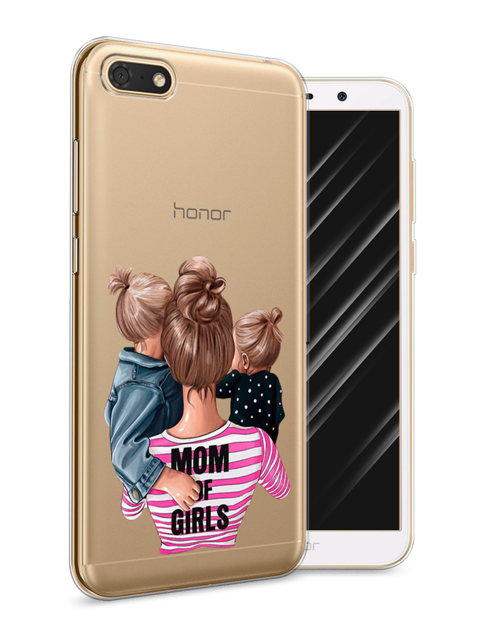 

Чехол Awog на Honor 7A "Mom of Girls", Синий;розовый;черный, 65250-6