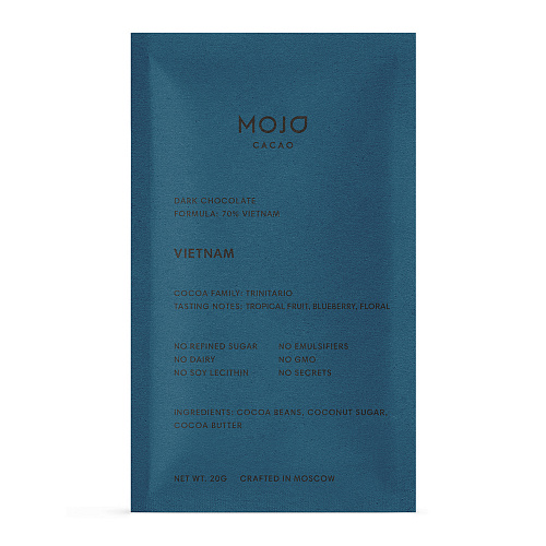 Шоколад, Mojo Cacao, горький Vietnam, 70%, какао, 2 штуки по 20 грамм