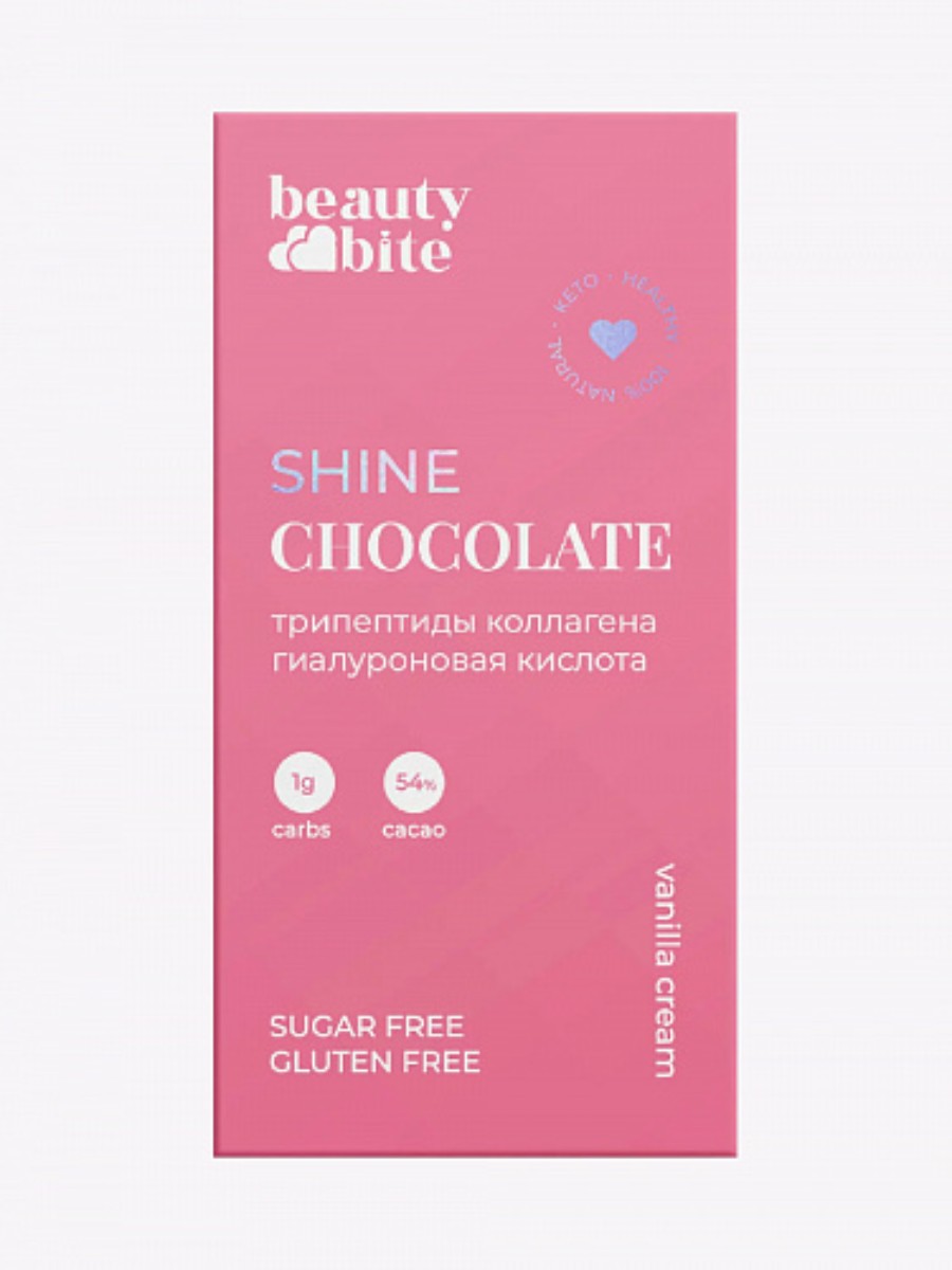 

Кето-шоколад Beauty Bite, Shine с морским коллаг и вкусом ванильного крема, 2 шт по 20 гр