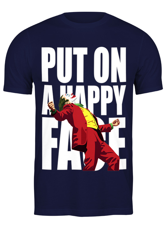 

Футболка унисекс Printio Put on a happy face синяя 2XL, Put on a happy face