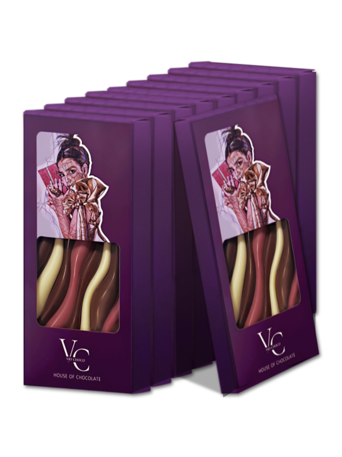 Набор из десяти плиток шоколада VioChoco Виолетта ручной работы, 1000 г