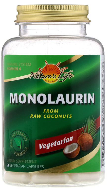 

Витамины и минералы для спортсменов Nature's Life Monolaurin Монолаурин 90 капсул