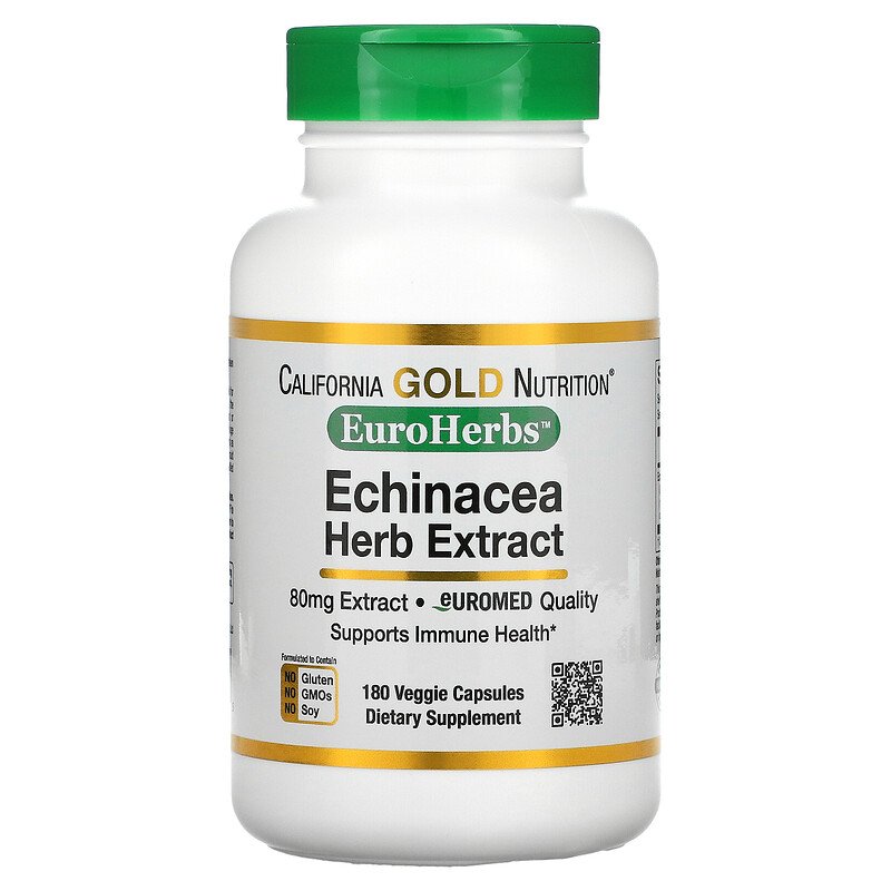 

Витамины и минералы для спортсменов California Gold Nutrition EuroHerbs Echinacea Herb Ext