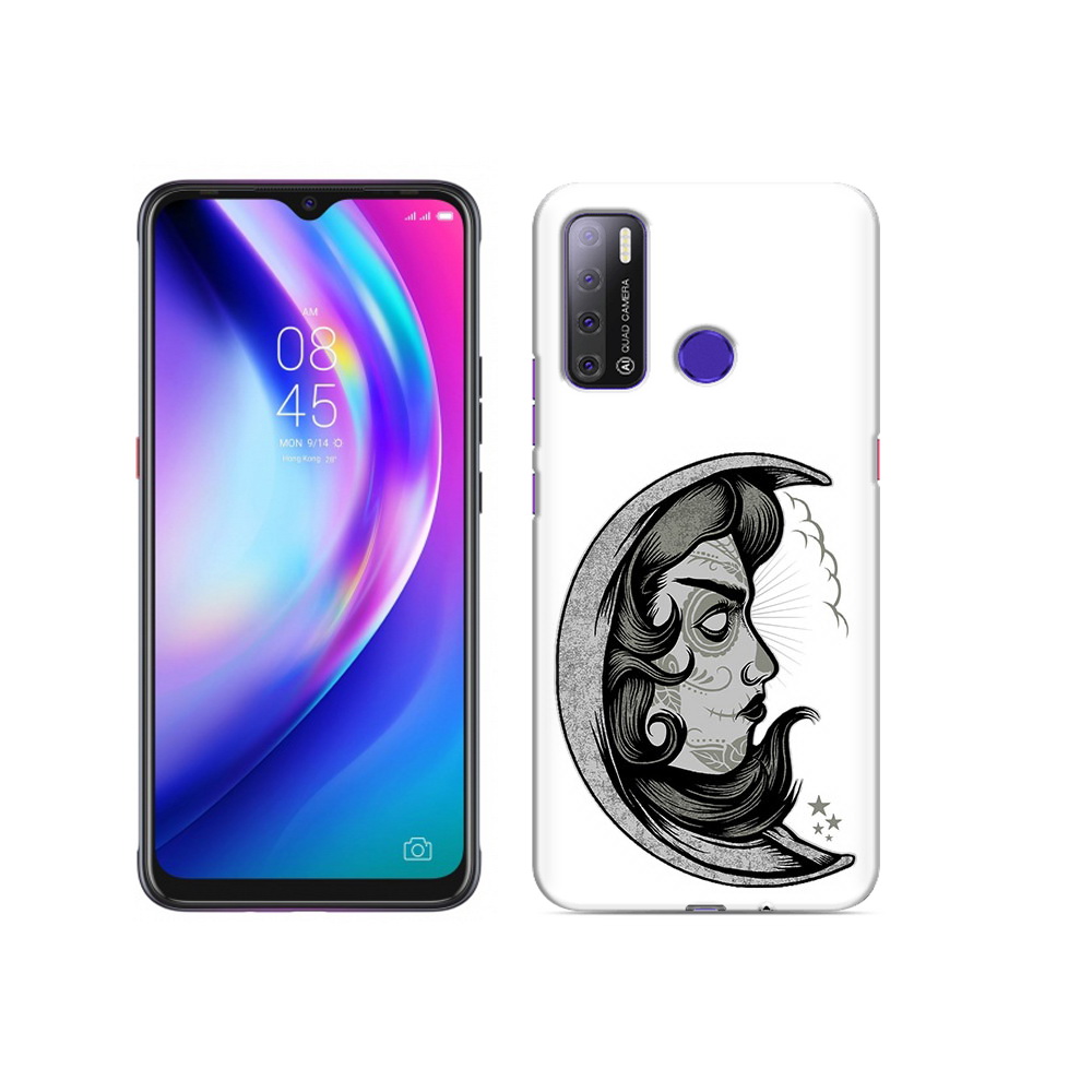 

Чехол MyPads Tocco для Tecno Pouvoir 4 черно белая луна с лицом, Прозрачный, Tocco