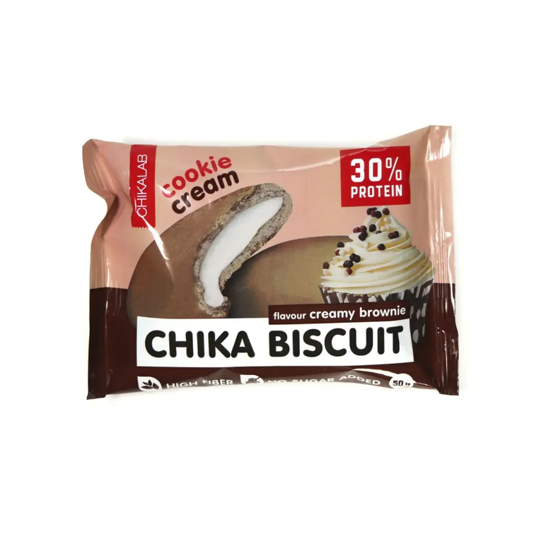 фото Печенье протеиновое bombbar chikalab, chika biscuit, сливочный брауни, 5 шт х 50 г