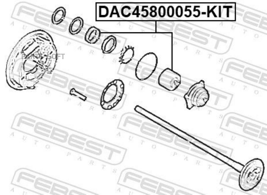 

FEBEST Подшипник роликовый задней полуоси ремкомплект 45x80x55 FEBEST DAC45800055-KIT