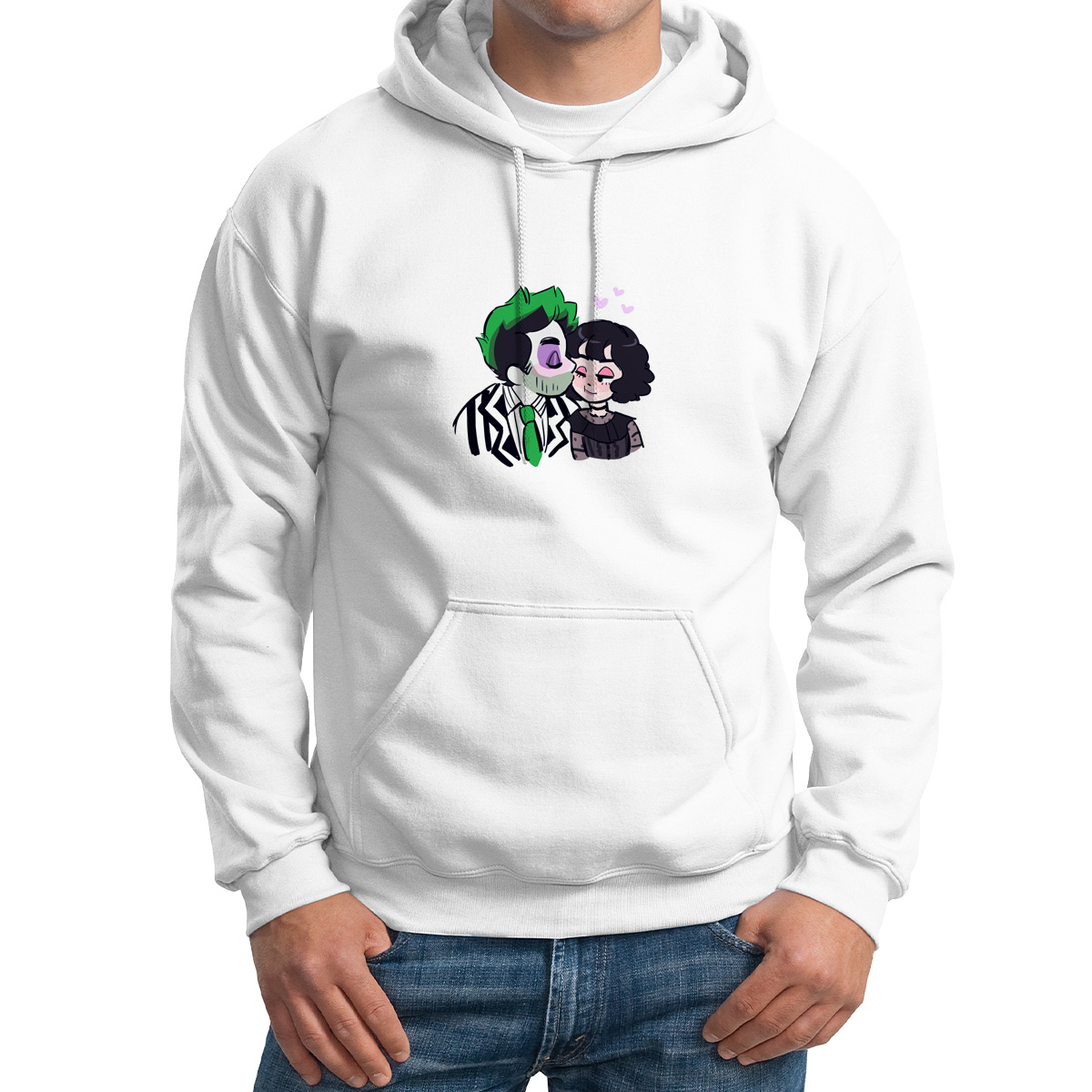 

Худи унисекс CoolPodarok Мультфильм.Битл джус поцелуй белое 50 RU, Белый, M0501717