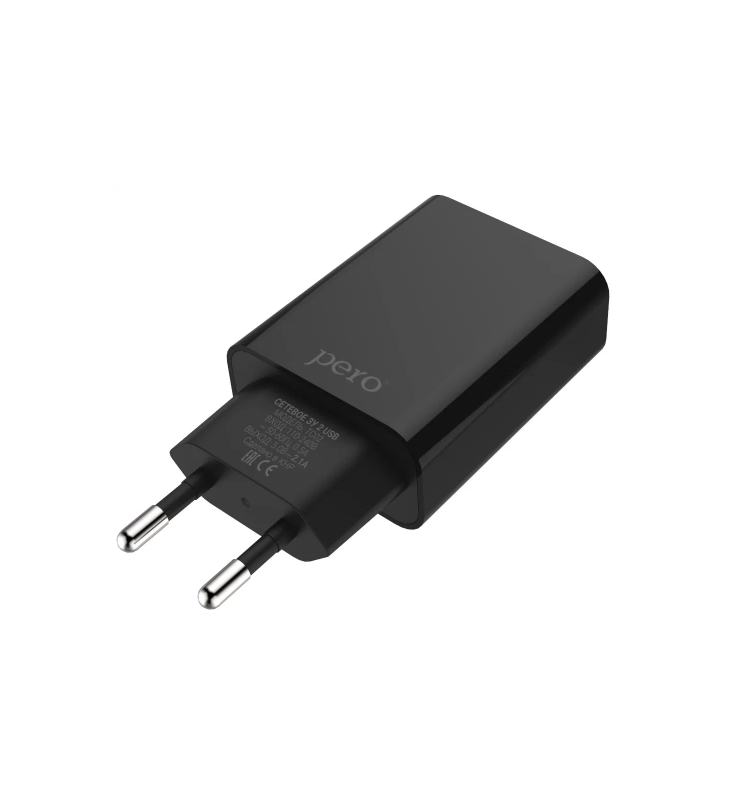 Сетевое зарядное устройство PERO TC02 2USB 2.1A c кабелем Micro USB черный