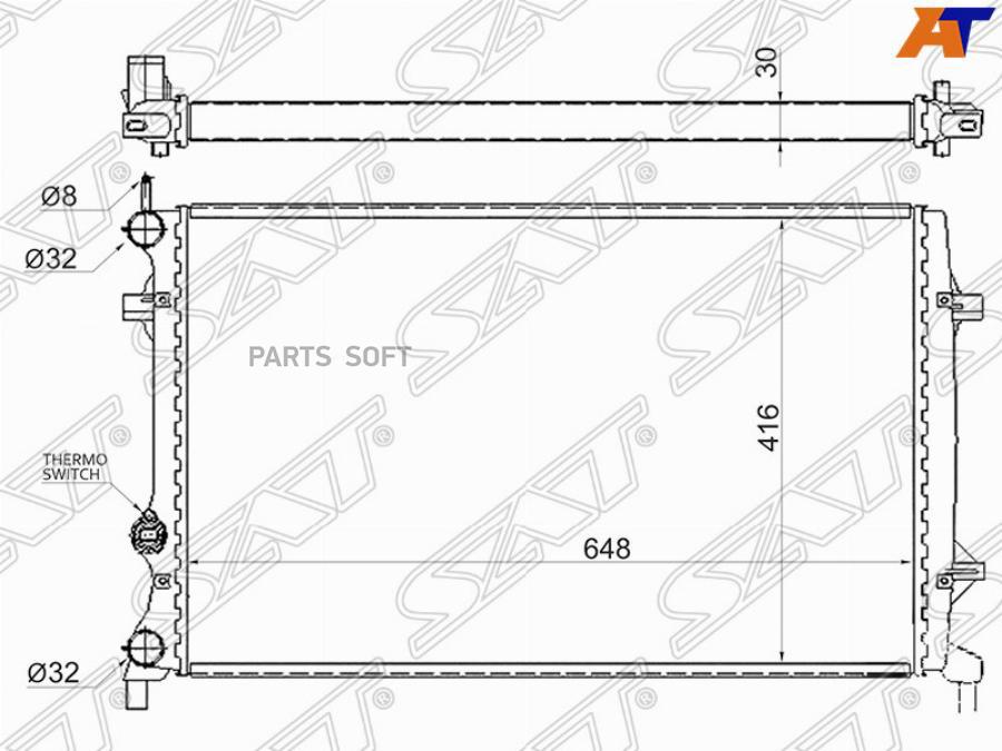 

Радиатор Volkswagen Jetta 10-/Beetle 11- Sat арт. SG-VW0008-2