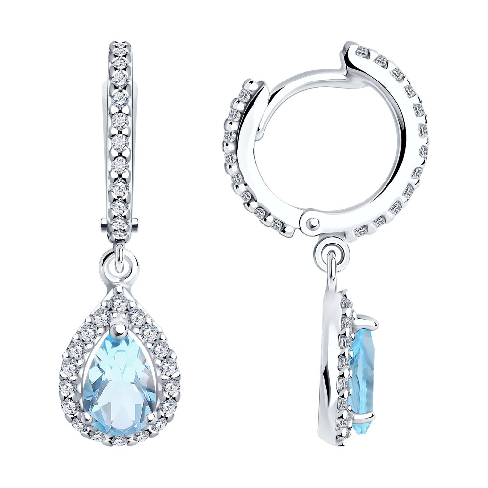 

Серьги подвески из серебра ЯХОНТ Золотой 2720240, ситалл/фианит, 2720240