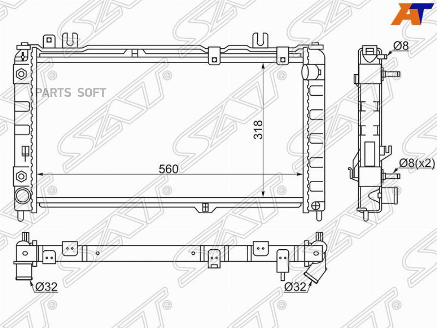 

Радиатор Lada Granta 12-/Dutsun On-Do/Mi-Do 14- (Трубчатый) Sat арт. SG-LD0001-AT-R