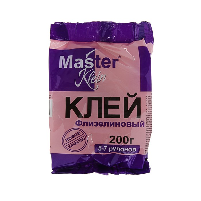 Клей обойный Master Klein, для флизелиновых обоев, 200 г стиропоровый клей master klein