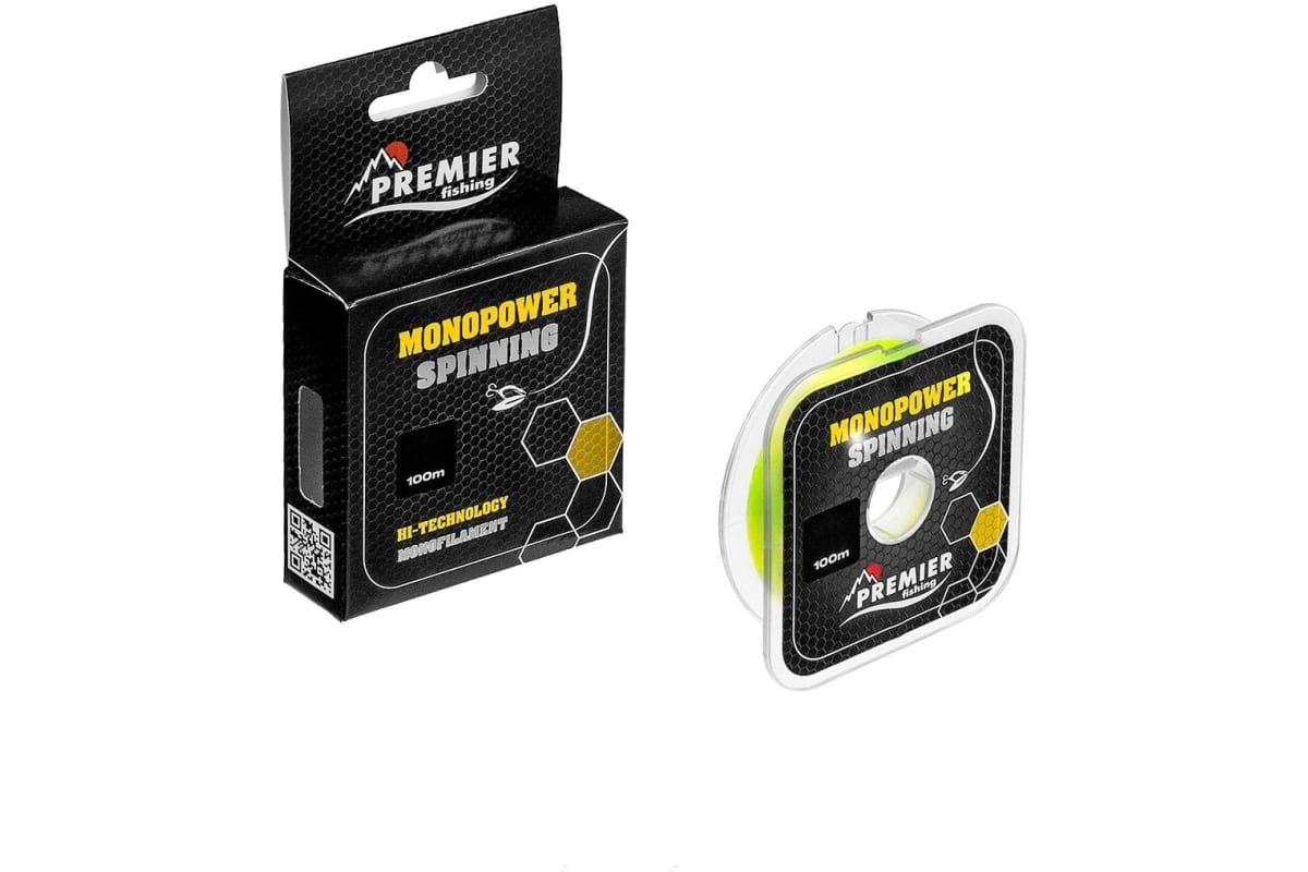 Леска Preмier fishing мonopower spinning 0.25мм/100м, f.yellow nylon pr-мs-y-025-100 00000