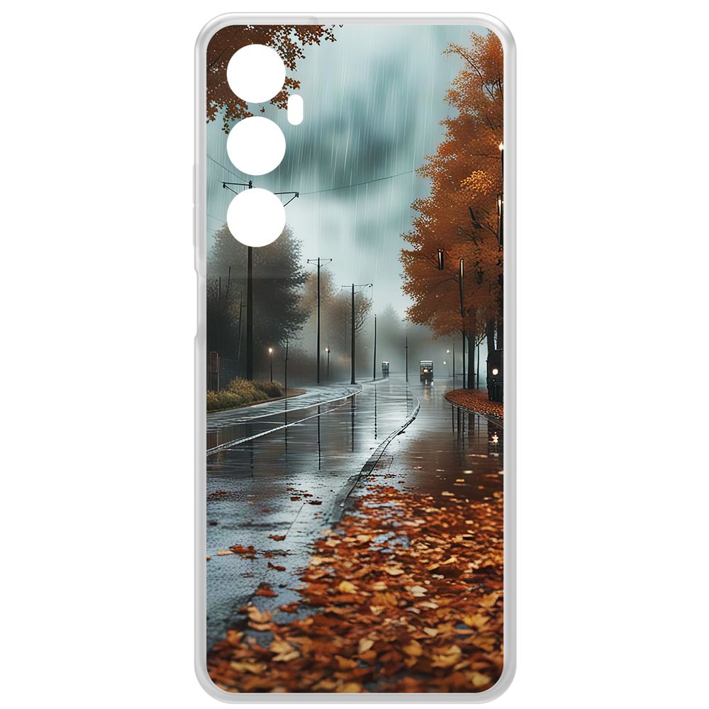 

Чехол-накладка Krutoff Clear Case Осенний дождь для Realme C65, Прозрачный