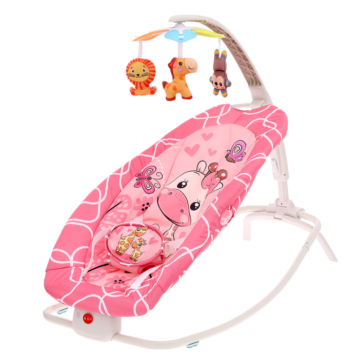 Музыкальное кресло-качалка для новорожденных цвет розовый