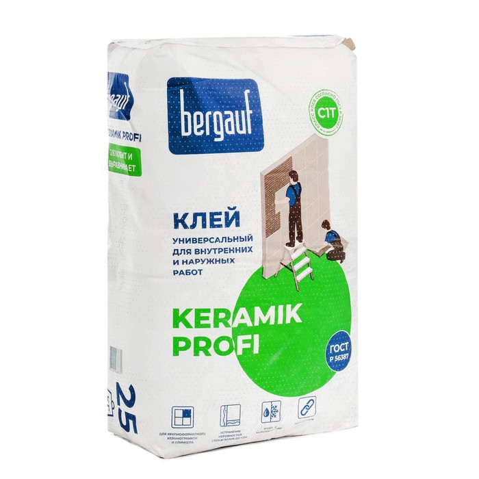 

Клей для плитки и керамогранита BERGAUF KERAMIK PROFI С1, 25кг