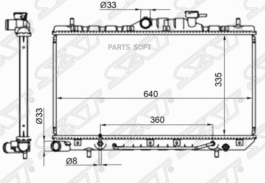 Радиатор Hyundai Accent (Tagaz) 1.3/1.5/1.6 00-(Трубчатый) Sat арт. SG-HY0002-AT-R