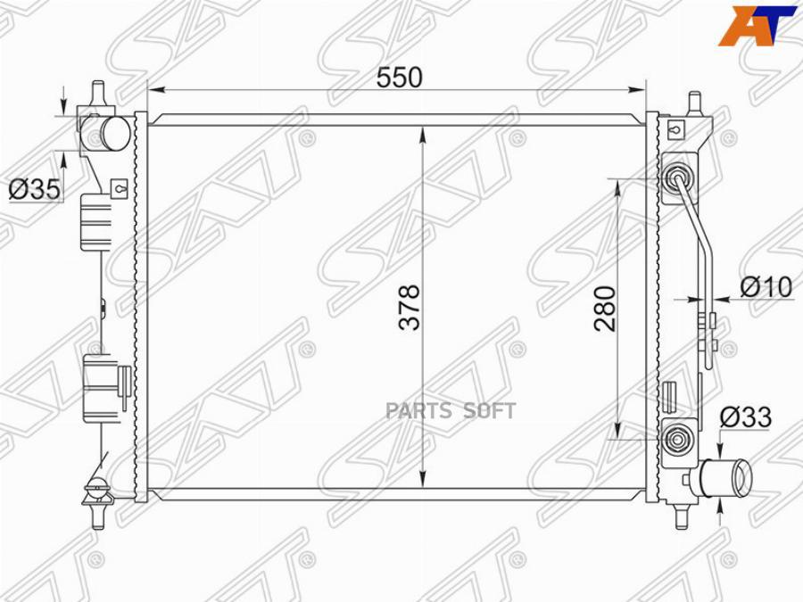 

Радиатор Hyundai Elantra/Avante 11-/I30 12-/Kia Soul 09-/Forte 12- Sat арт. SG-HY00011