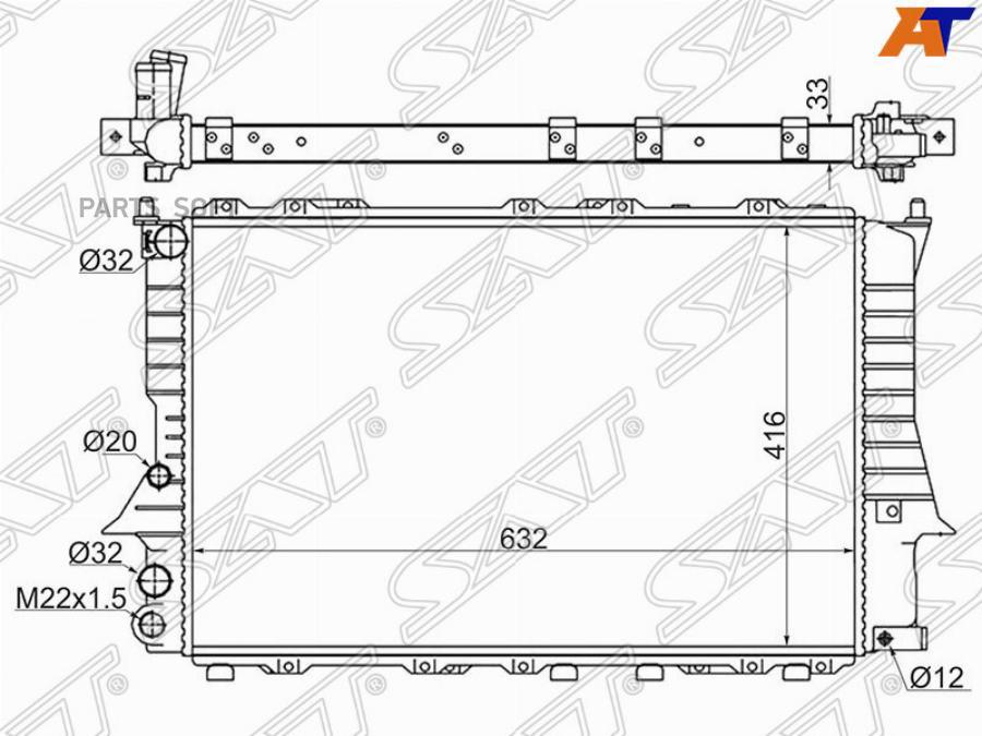 

Радиатор Audi 100/A6/S6 1.8/1.9td/2.0/2.2/2.3/2.4/2.4d/2.5td 90-97 Sat арт. SG-AD0002-MT