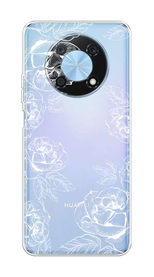 

Чехол на Huawei Nova Y90 "Розы графика", Черный;серый, 6109350-2