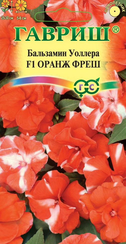 

Семена, Гавриш, Бальзамин Уоллера Оранж фреш F1, 10 упаковок по 4 семени