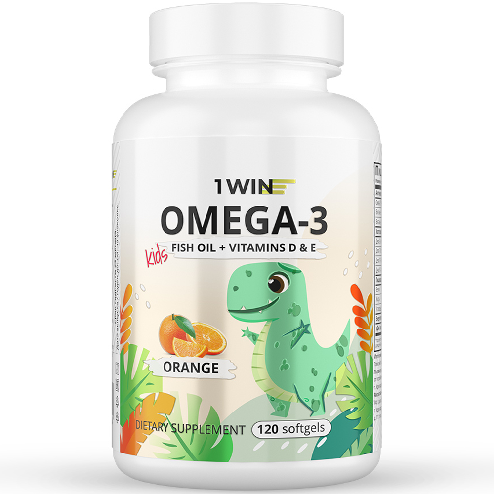 Купить Kids + Vitamins D & E, Omega-3 Kids 1WIN с Витаминами D & E Апельсин капсулы 120 шт.
