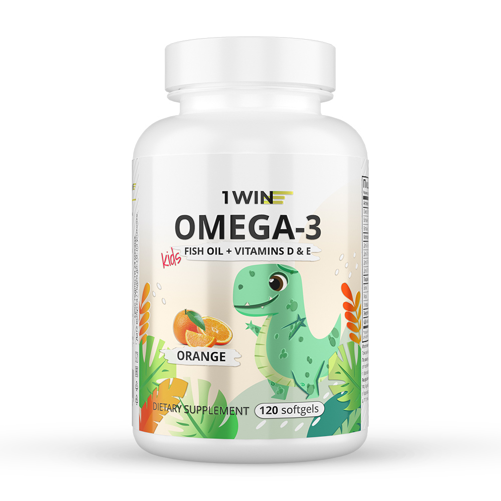 Omega-3 Kids 1WIN с Витаминами D & E Апельсин капсулы 120 шт.
