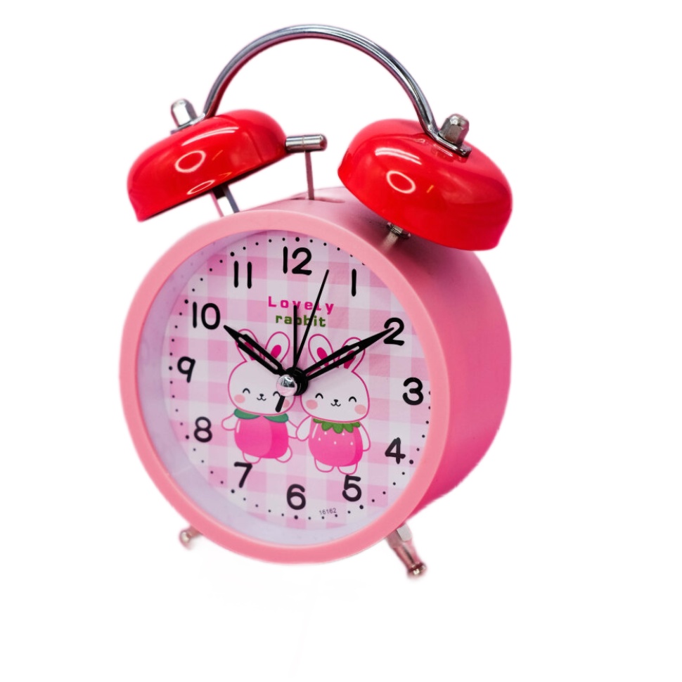 Часы-будильник Two bunnies красный