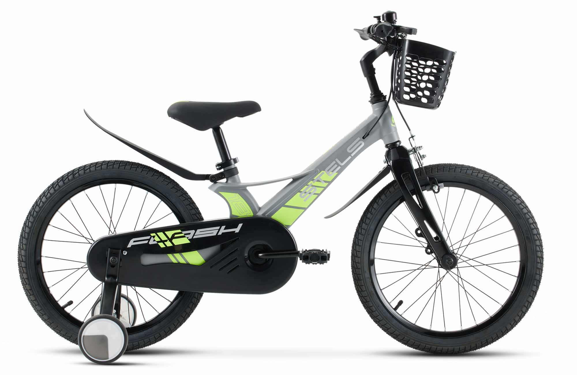 Детский велосипед STELS Flash KR 18 Z010 91 Серый, с дополнительными колесами