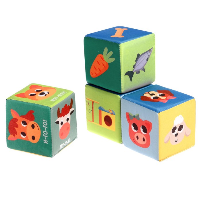 

Игрушка мягконабивная «Кубики: Ребятам о зверятах», 4шт, 10 × 10 см