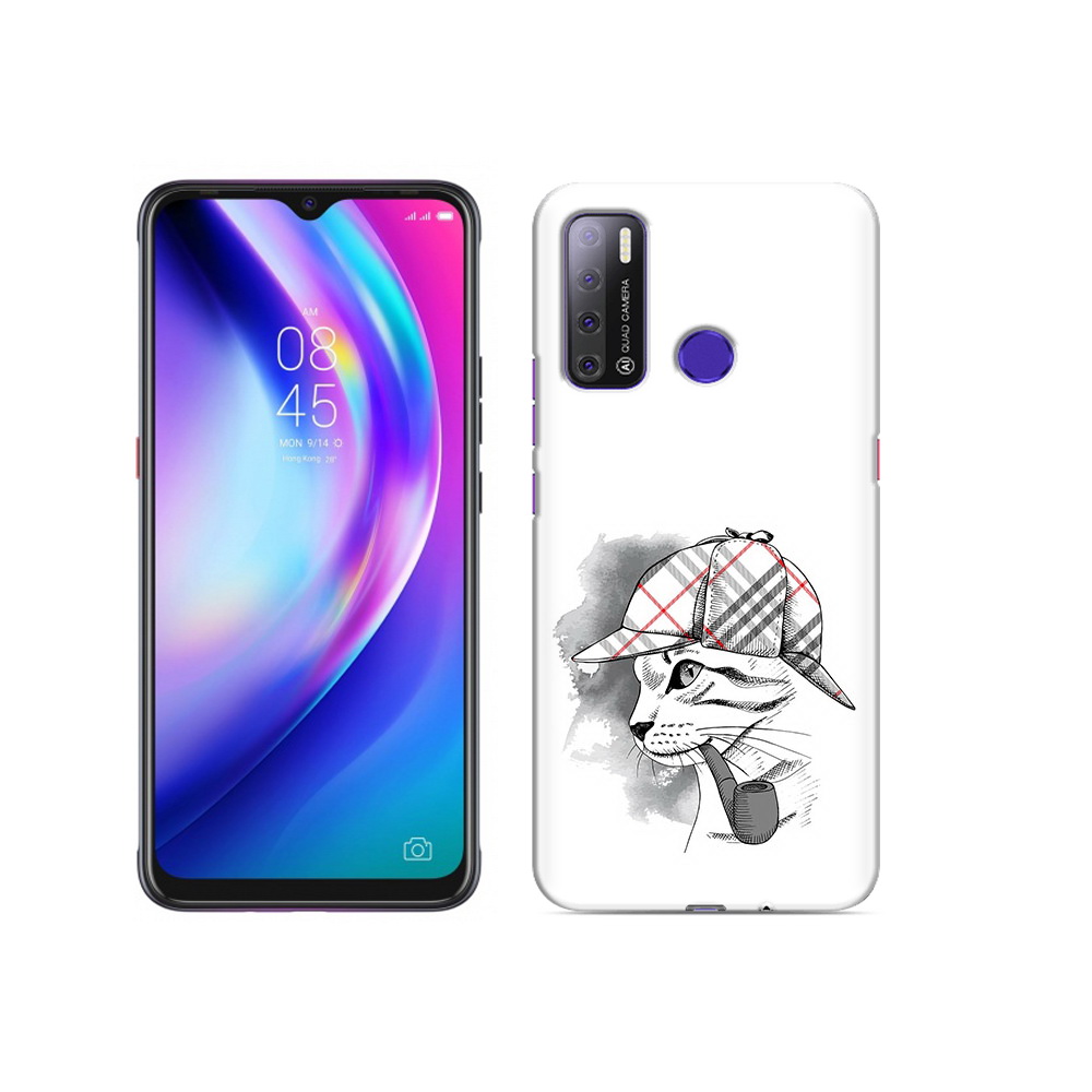 

Чехол MyPads Tocco для Tecno Pouvoir 4 кошка с трубкой, Прозрачный, Tocco