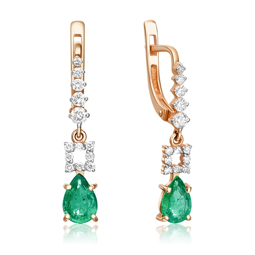 

Серьги подвески из золота PLATINA jewelry 02-0658, изумруд/бриллиант, 02-0658