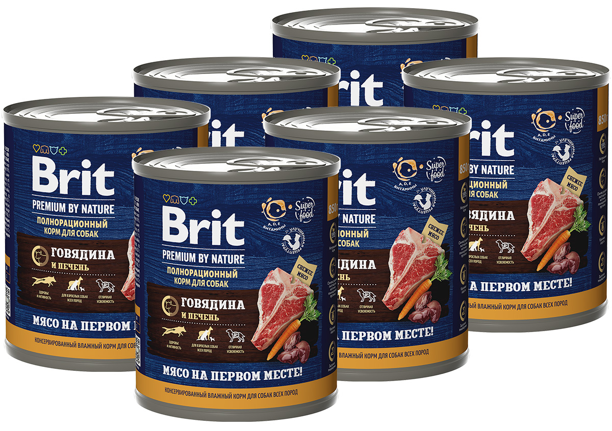 фото Brit brit premium by nature dog для взрослых собак с говядиной и печенью 5051151 (850 гр х