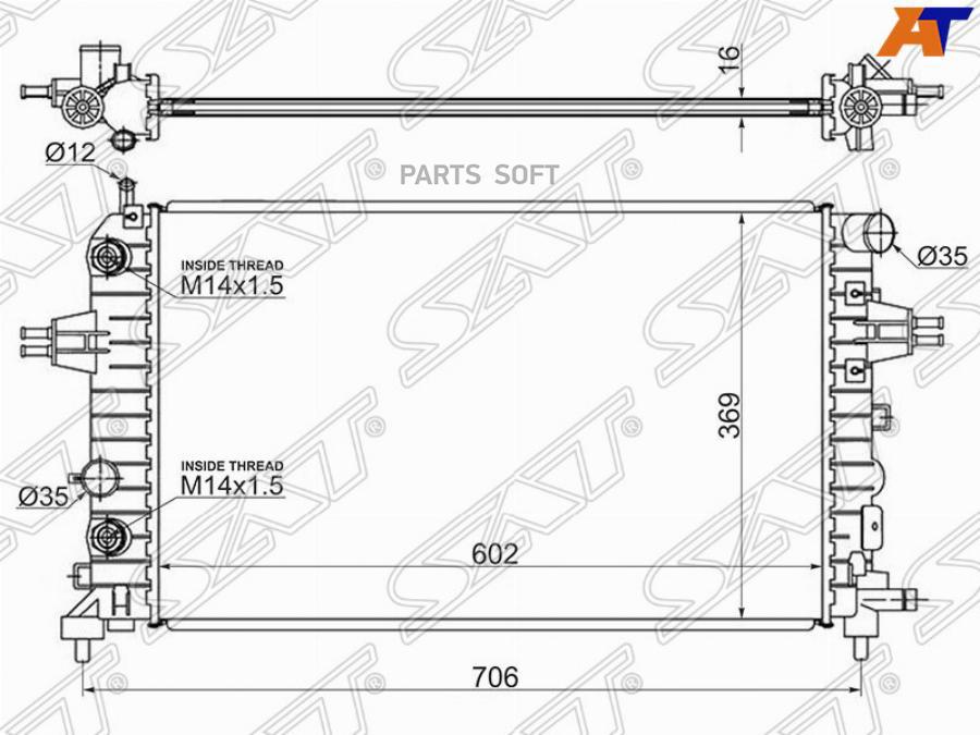 

Радиатор Opel Astra H 1.2/1.4/1.8 04-11/Opel Zafira B 1.6 05- Sat арт. OP0006-04