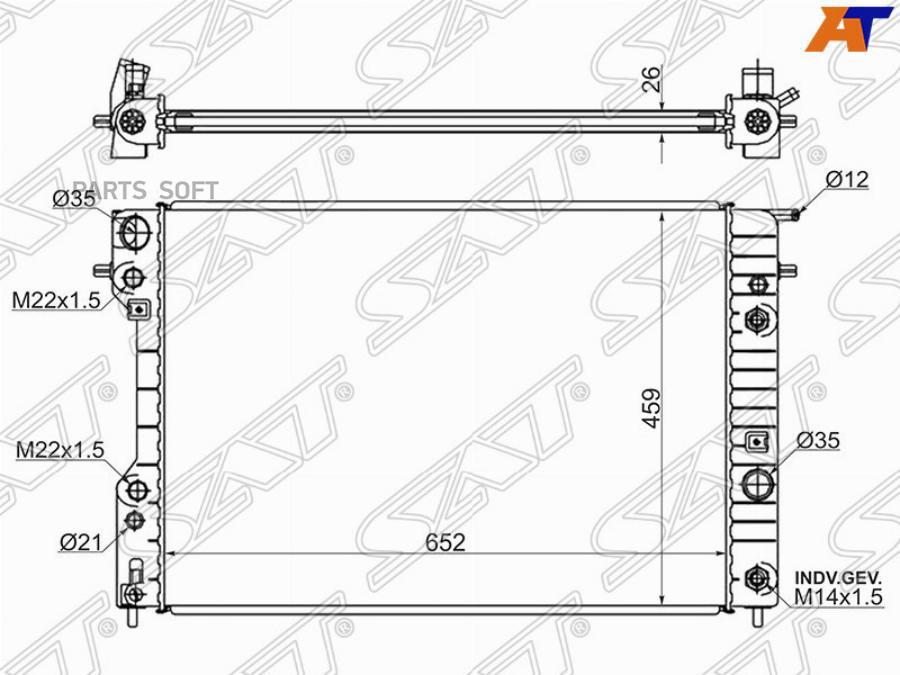 Радиатор Opel Omega B 2.5/2.6/3.0/3.2 94-04/Cadillac Catera 3.0 94-02 Sat арт. OP0005