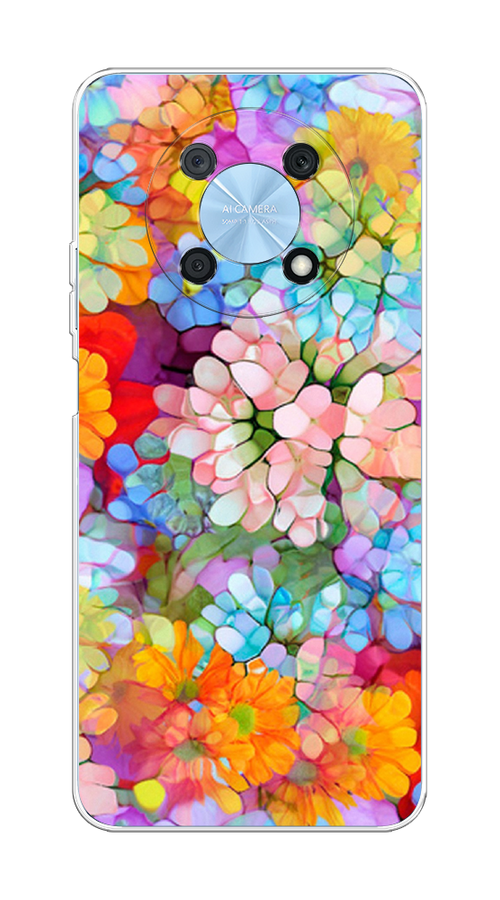 

Чехол на Huawei Nova Y90 "Цветы витраж", Оранжевый;розовый;голубой, 6109350-3