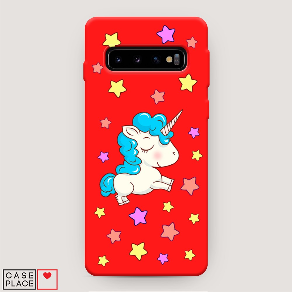 фото Матовый силиконовый чехол "звездный единорог" на samsung galaxy s10 + awog