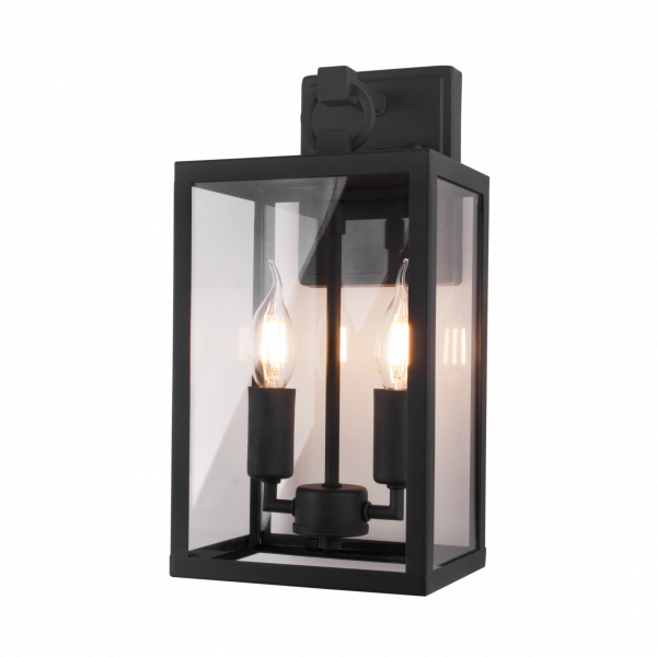 Уличный настенный светильник Elektrostandard 35150/D Candle D черный 2 цоколь E14 IP43