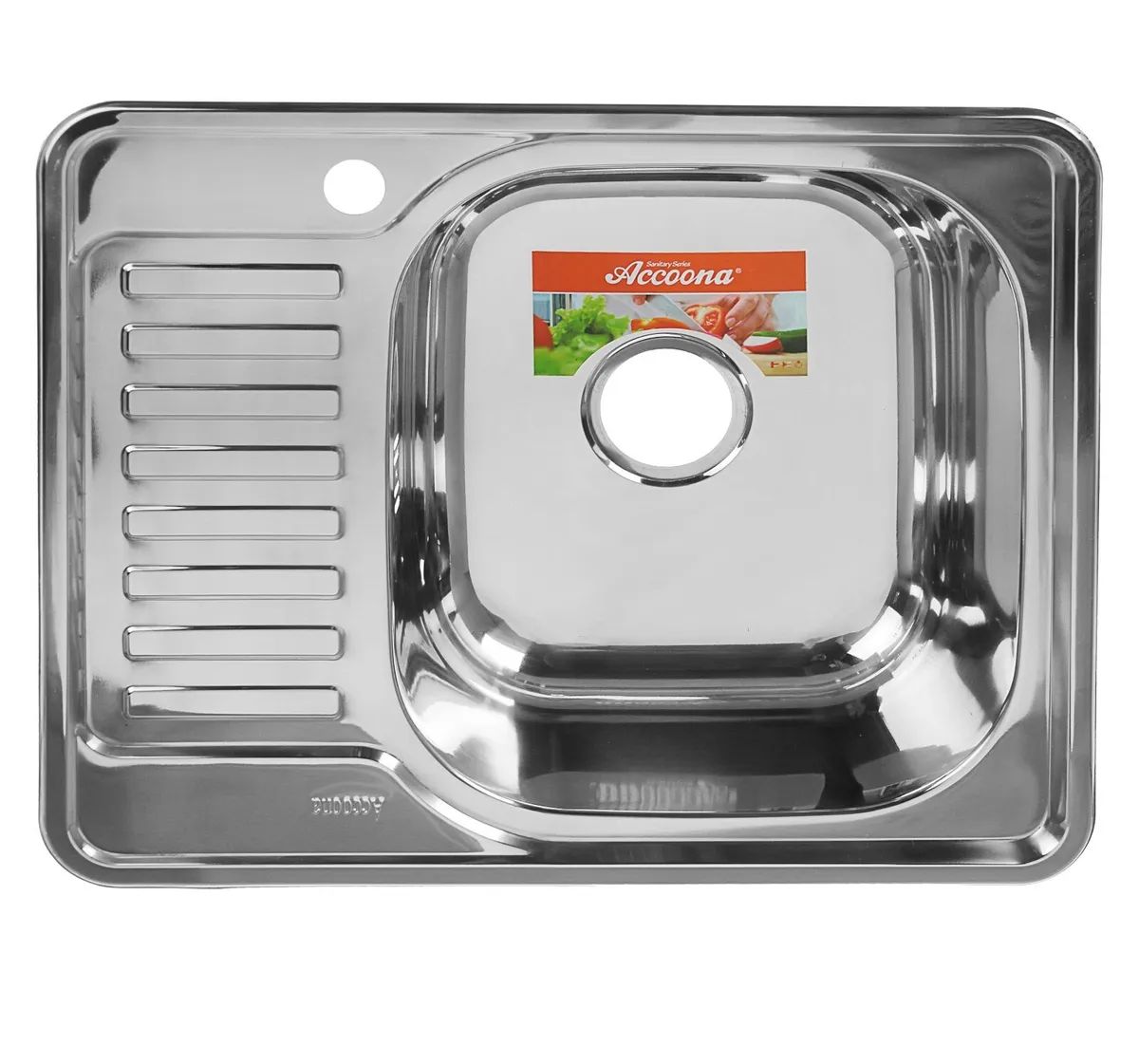 Мойка кухонная Accoona AB4858-R правая, толщина 0,6 мм, 580х480х165 мм, глянец