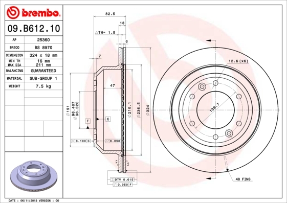 

Тормозной диск brembo задний для Hyundai H-1 2008- 09B61210