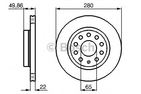 

ТОРМОЗНОЙ ДИСК ПЕРЕДНИЙ Bosch 0986479098