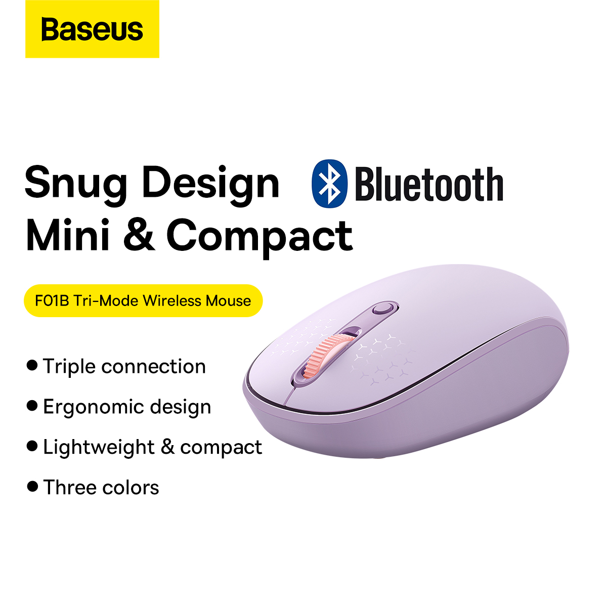 Беспроводная мышь Baseus F01B TRI-MODE Bluetooth Purple