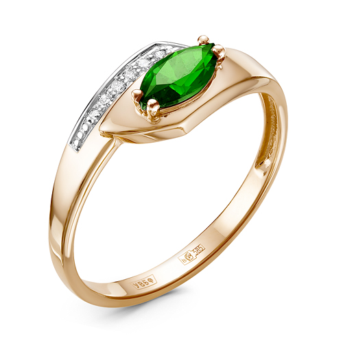 

Кольцо из желтого и белого золота с бриллиантом, изумрудом р. 18.5 ЯХОНТ Ювелирный 226001, 226001